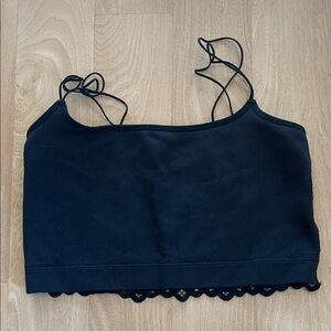 Hollister Gilly Hicks Ribbed Black Lace Back Bralette Size M